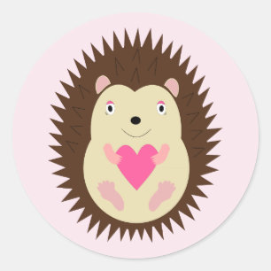 Sticker Rond Jolie bébé hérisson rose