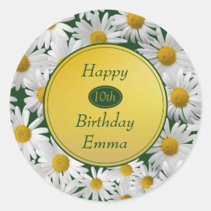 Sticker Rond Jolie Bright Daisy N'Importe Quel Âge Anniversaire