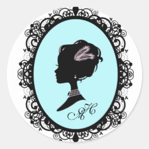 Sticker Rond jolie camée bleue