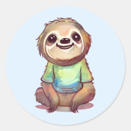 Sticker Rond Jolie chemise souriante portant une chemise