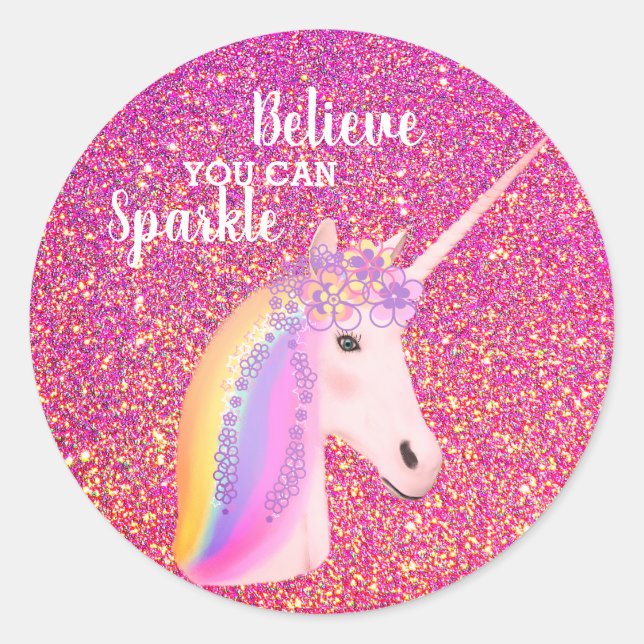 Sticker Rond Jolie Citation Inspirative de Parties scintillant  (Devant)
