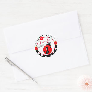 Sticker Rond Jolie coccinelle rouge et noire