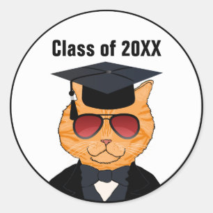 Sticker Rond Jolie Cool Chat Cartoon Diplôme