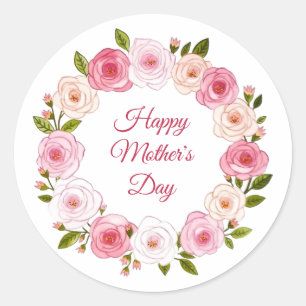 Sticker Rond Jolie courge Rose Pastel Aquarelle