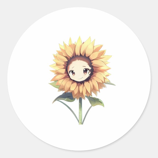Sticker Rond Jolie face de tournesol (Devant)