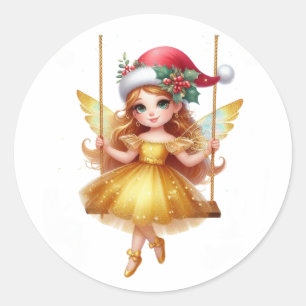 Sticker Rond Jolie fée de Noël