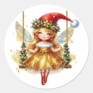 Sticker Rond Jolie fée de Noël