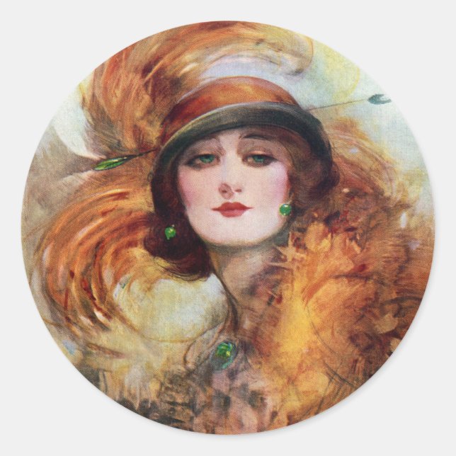 Sticker Rond Jolie femme Flapper Mode 1920 (Devant)