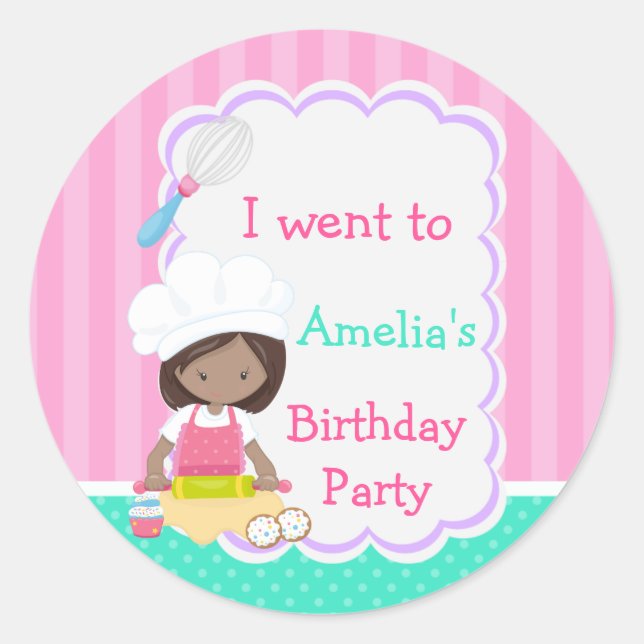 Sticker Rond Jolie Fête d'Anniversaire Africaine Américaine (Devant)