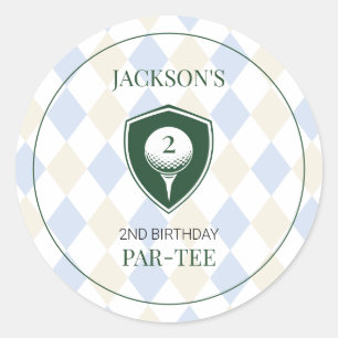 Sticker Rond Jolie fête d'anniversaire de golf pour garçons de 
