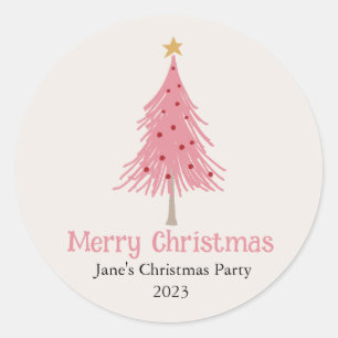 Sticker Rond Jolie fête de Noël rose pâle