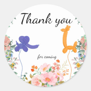 Sticker Rond Jolie fête florale safari girafe montgolfière