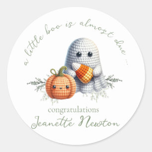 Sticker Rond Jolie Fête Prénatale d'Halloween avec Fantôme au C