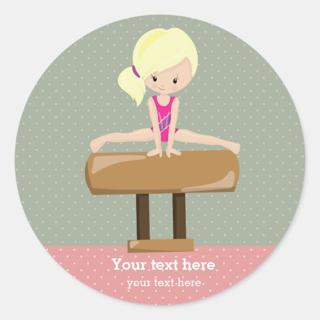 Sticker Rond Jolie fille de gymnastique (Devant)