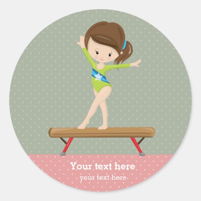 Sticker Rond Jolie fille de gymnastique (Devant)