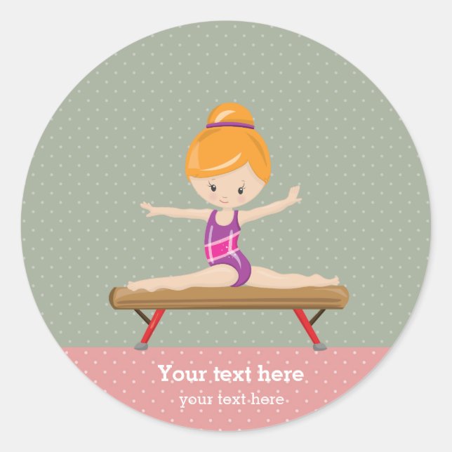 Sticker Rond Jolie fille de gymnastique (Devant)