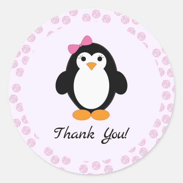 Sticker Rond Jolie fille Penguin (Devant)