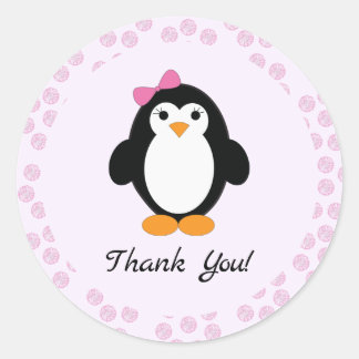 Sticker Rond Jolie fille Penguin