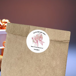 Sticker Rond Jolie fille rose florale Bow Anniversaire