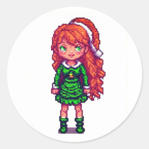 Sticker Rond Jolie fille rousse