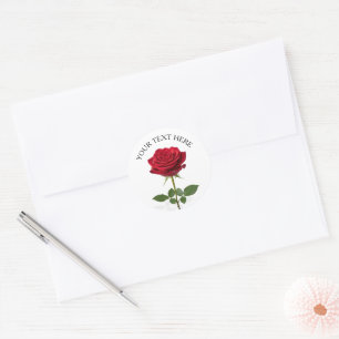 Sticker Rond Jolie fleur de rose rouge coutume romantique