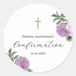 Sticker Rond Jolie florale violette avec confirmation croisée