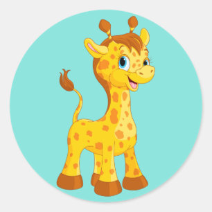 Sticker Rond Jolie Giraffe animée