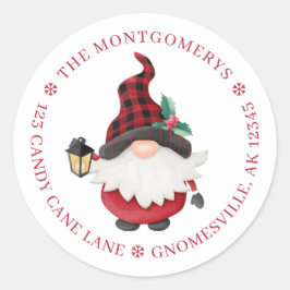 Sticker Rond Jolie Gnome de Noël Adresse de retour