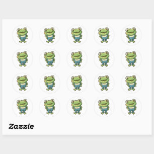 Sticker Rond Jolie Grenouille Cartoon Vert Dans Les Murs Sticke