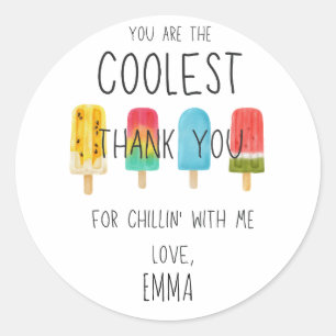 Sticker Rond Jolie Ice pop anniversaire Merci Favoriser