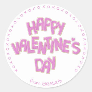 Sticker Rond jolie Joyeuse Valentines Day épelé dans les cookie