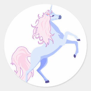 Sticker Rond jolie licorne à crinière rose