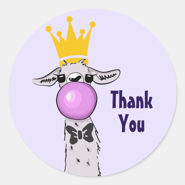 Sticker Rond Jolie Llama Illustration Merci (Devant)
