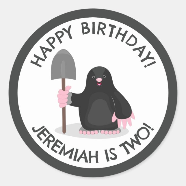 Sticker Rond Jolie mole personnalisable dessin animé anniversai (Devant)