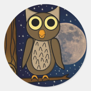 Sticker Rond Jolie œuvre d'art d'oiseau de la forêt