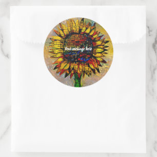 Sticker Rond Jolie peinture Abstraite de tournesol