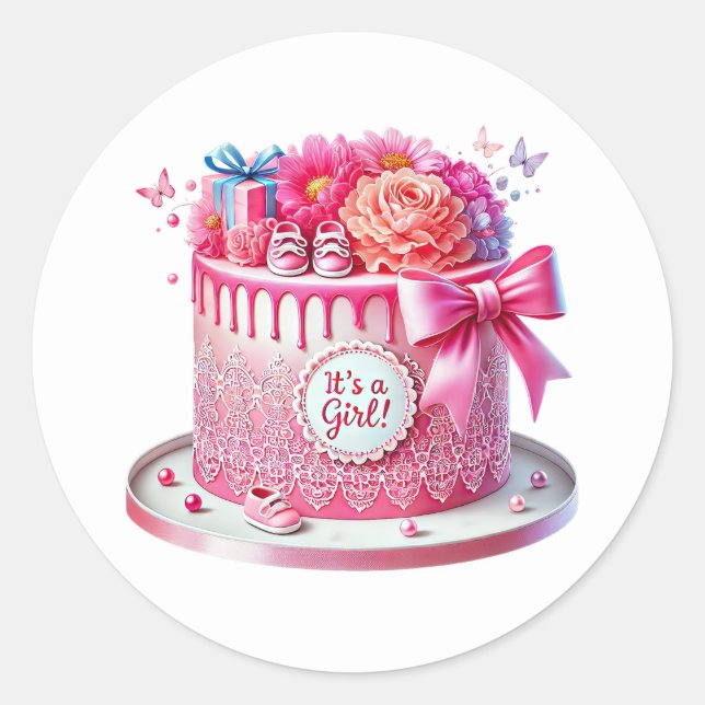 Sticker Rond Jolie petite fille douce (Devant)