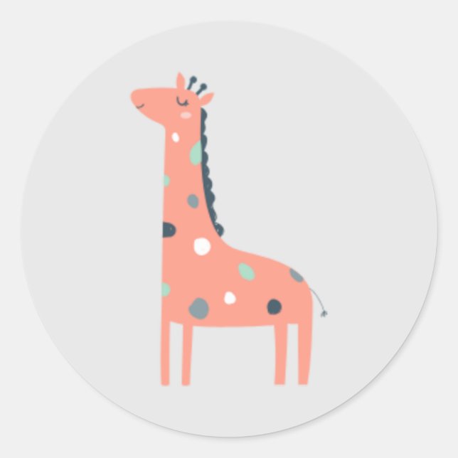 Sticker Rond Jolie petite girafe dormir (Devant)