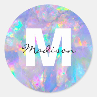Sticker Rond Jolie pierre holographique arc-en-ciel glamour fém