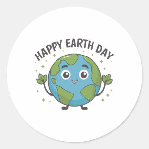 Sticker Rond Jolie planète Terre Dire Joyeux Jour des terres 1