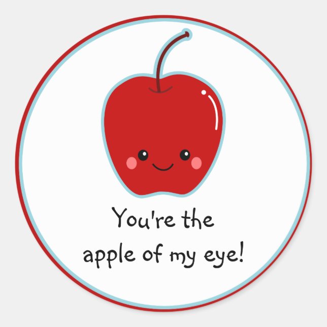 Sticker Rond Jolie pomme de mon dessin oculaire (Devant)
