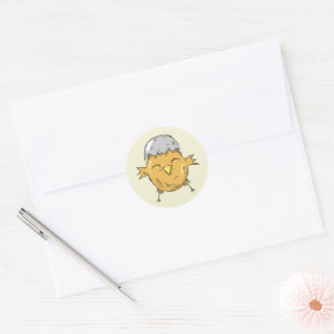 Sticker Rond Jolie poussette de Pâques avec dessin de coquille