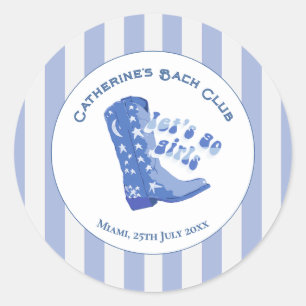 Sticker Rond Jolie rayure bleue de bottes de cowgirl