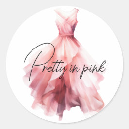 Sticker Rond Jolie robe rose