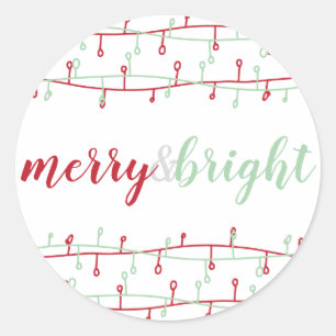 Sticker Rond Jolie Rouge & Vert Noël Lumières Vacances