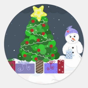 Sticker Rond Jolie scène de Noël