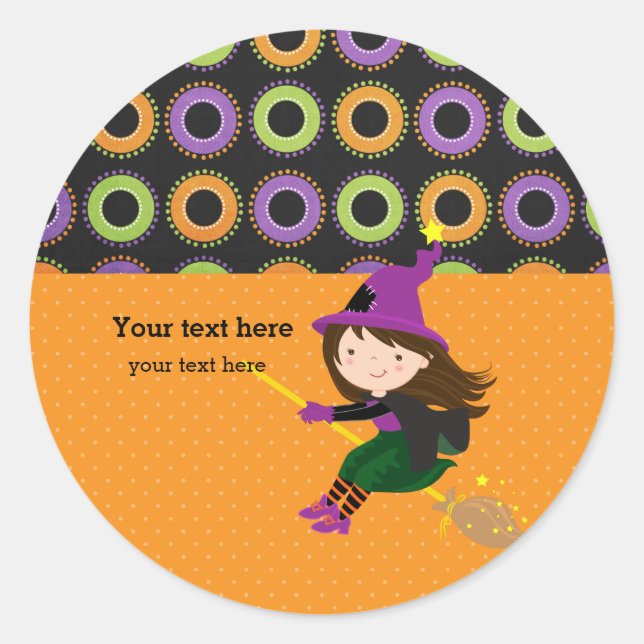 Sticker Rond Jolie sorcière (Devant)