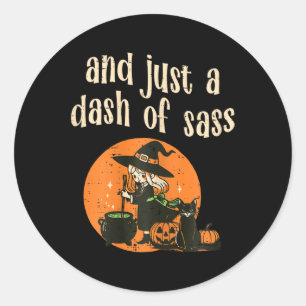 Sticker Rond Jolie Sorcière Drôle Halloween Femmes Filles Ados