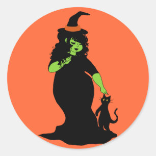 Sticker Rond Jolie sorcière verte Chubby