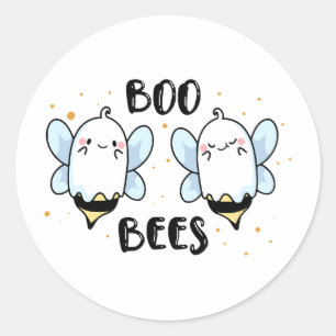 Sticker Rond Jolies abeilles fantômes - Halloween drôle sur fon